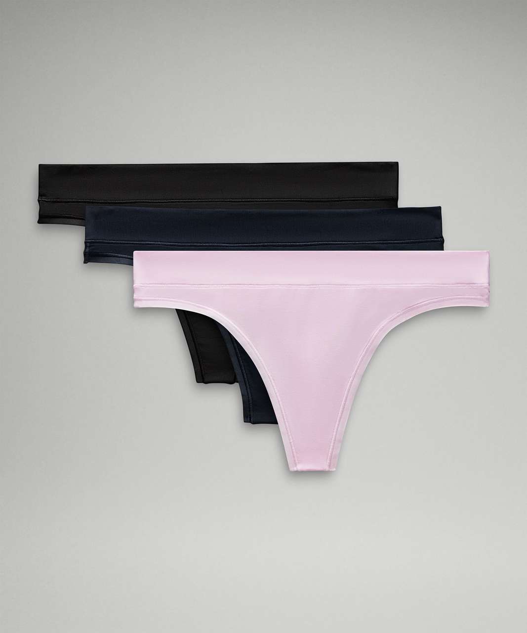 Lululemon UnderEase Mid-Rise Thong Underwear *3 Pack - Black / True Navy / Meadowsweet Pink