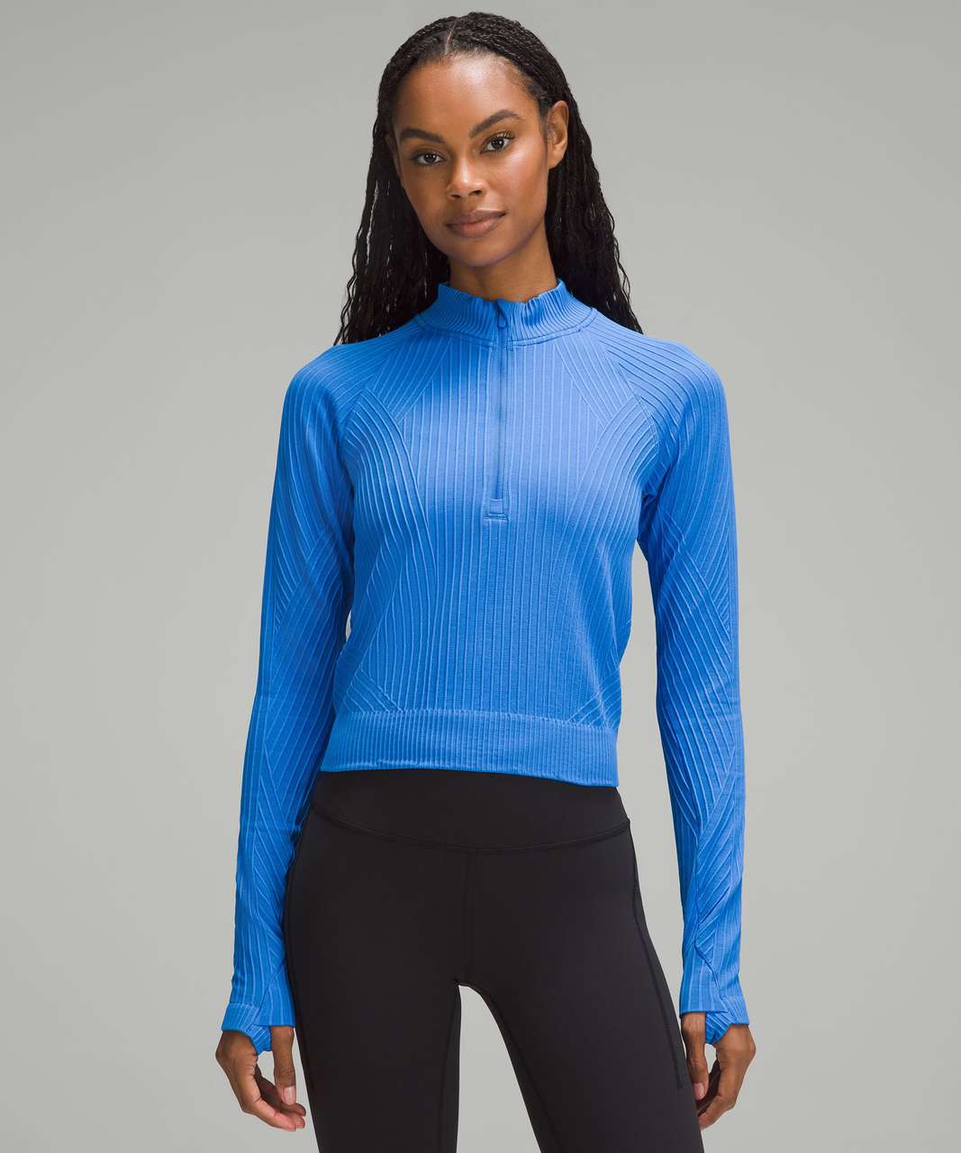 Lululemon Rest Less Cropped Half Zip - Aerial Current Pipe Dream Blue ...