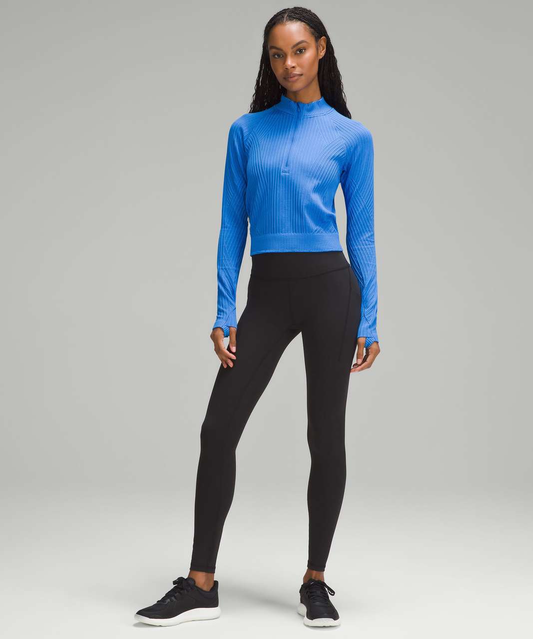 Lululemon Rest Less Cropped Half Zip - Aerial Current Pipe Dream Blue / Pipe Dream Blue