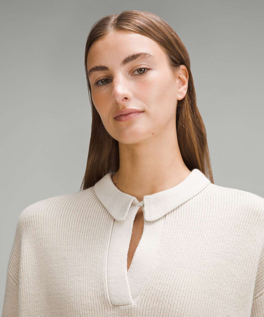 Lululemon Merino Wool-Blend Ribbed Turtleneck Sweater - Heathered Natural  Ivory - lulu fanatics