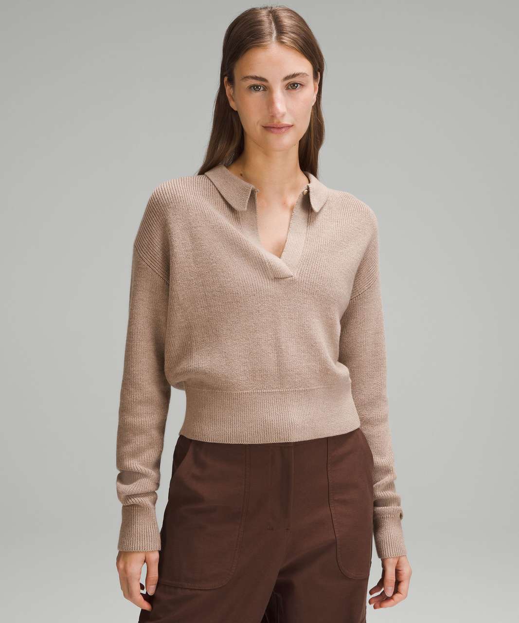 Lululemon Collared Merino Wool-Blend Sweater - Heathered Beech Wood