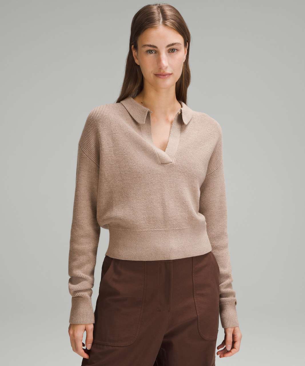 Lululemon Collared Merino Wool-Blend Sweater - Heathered Beech