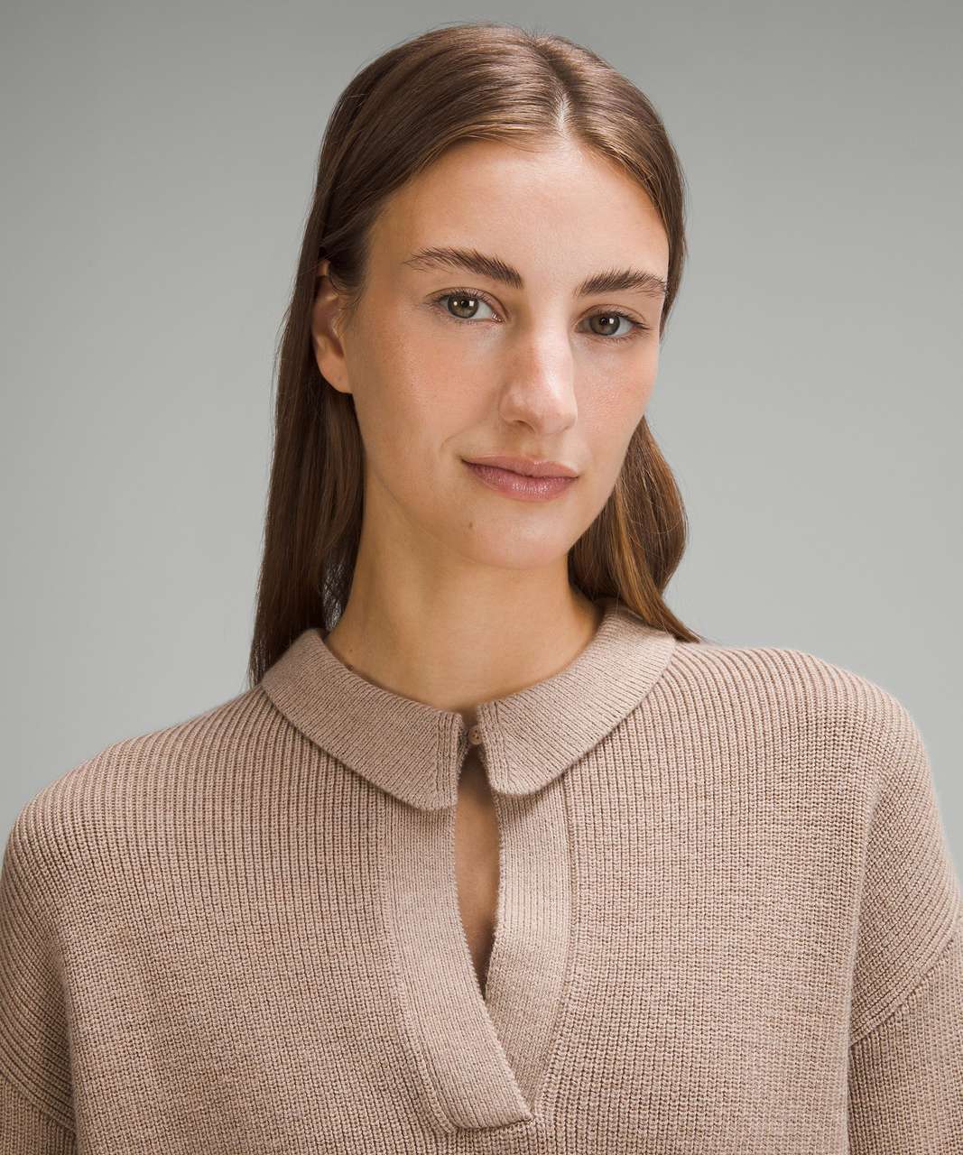 Lululemon Collared Merino Wool-Blend Sweater - Heathered Beech Wood