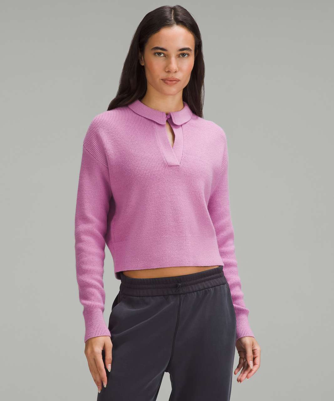 Lululemon Collared Merino Wool-Blend Sweater - Dahlia Mauve