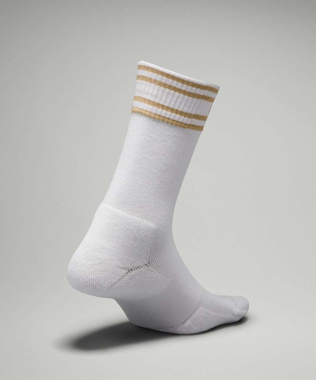 Lululemon Womens Daily Stride Comfort Crew Sock - White / Gold