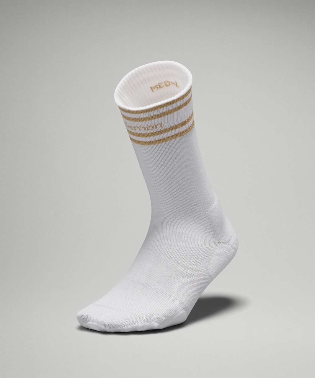 Lululemon Womens Daily Stride Comfort Crew Sock - White / Gold