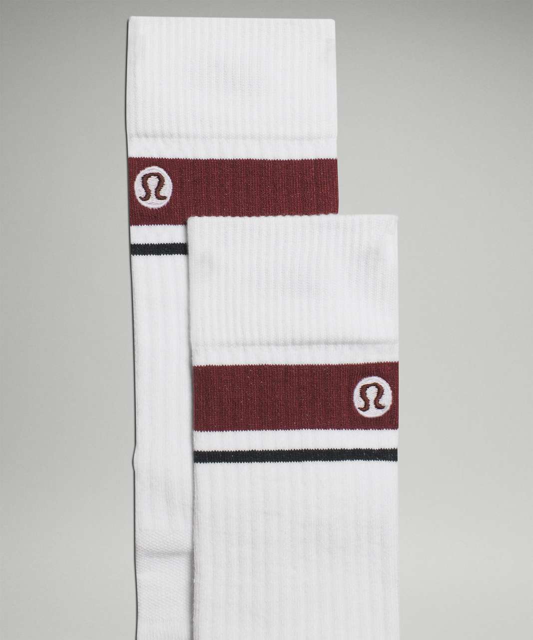 Lululemon Womens Daily Stride Comfort Crew Sock - White / Wine Berry