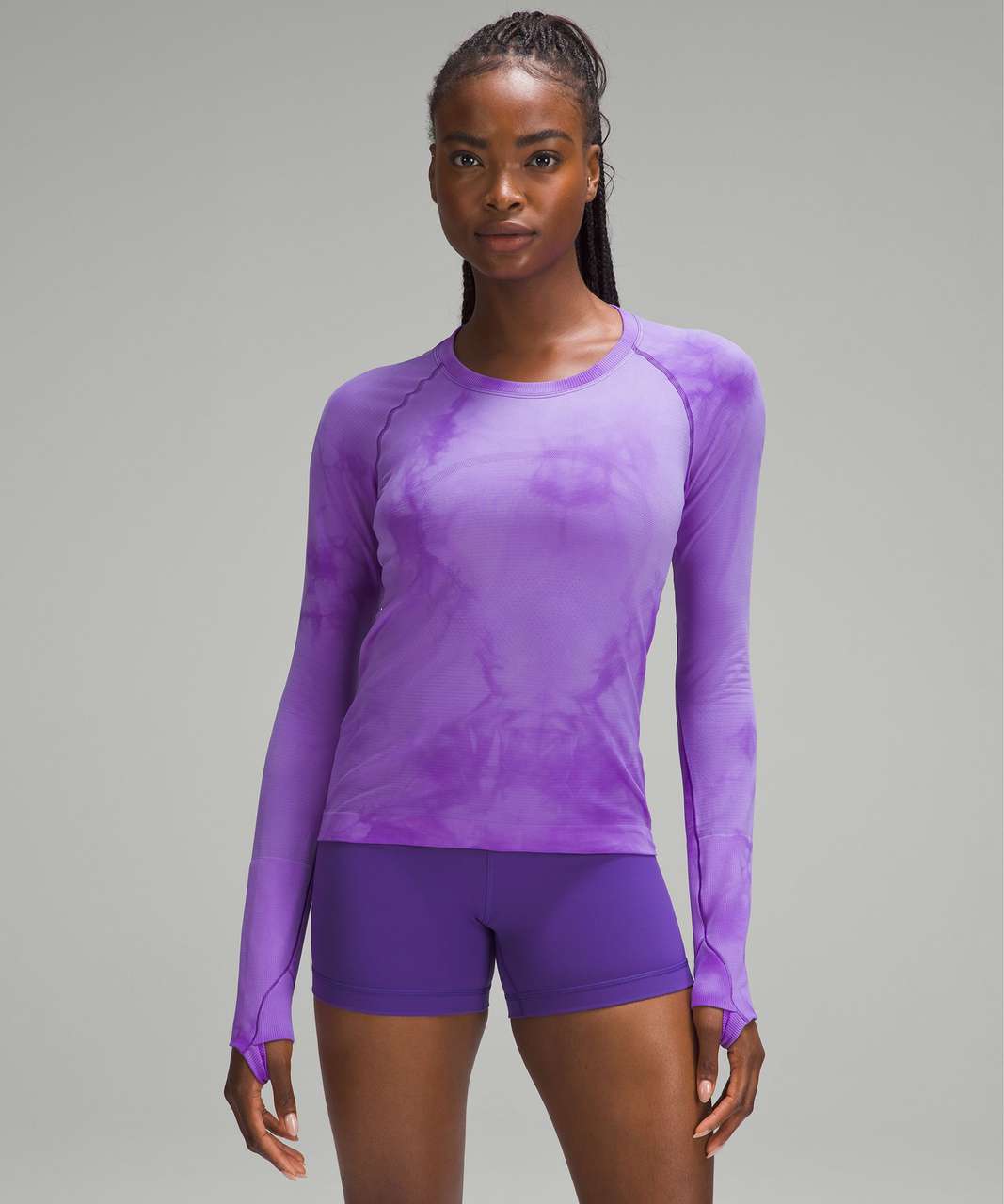 Lululemon Swiftly Tech Long-Sleeve Shirt 2.0 *Race Length - Marble Dye  Atomic Purple / Atomic Purple - lulu fanatics