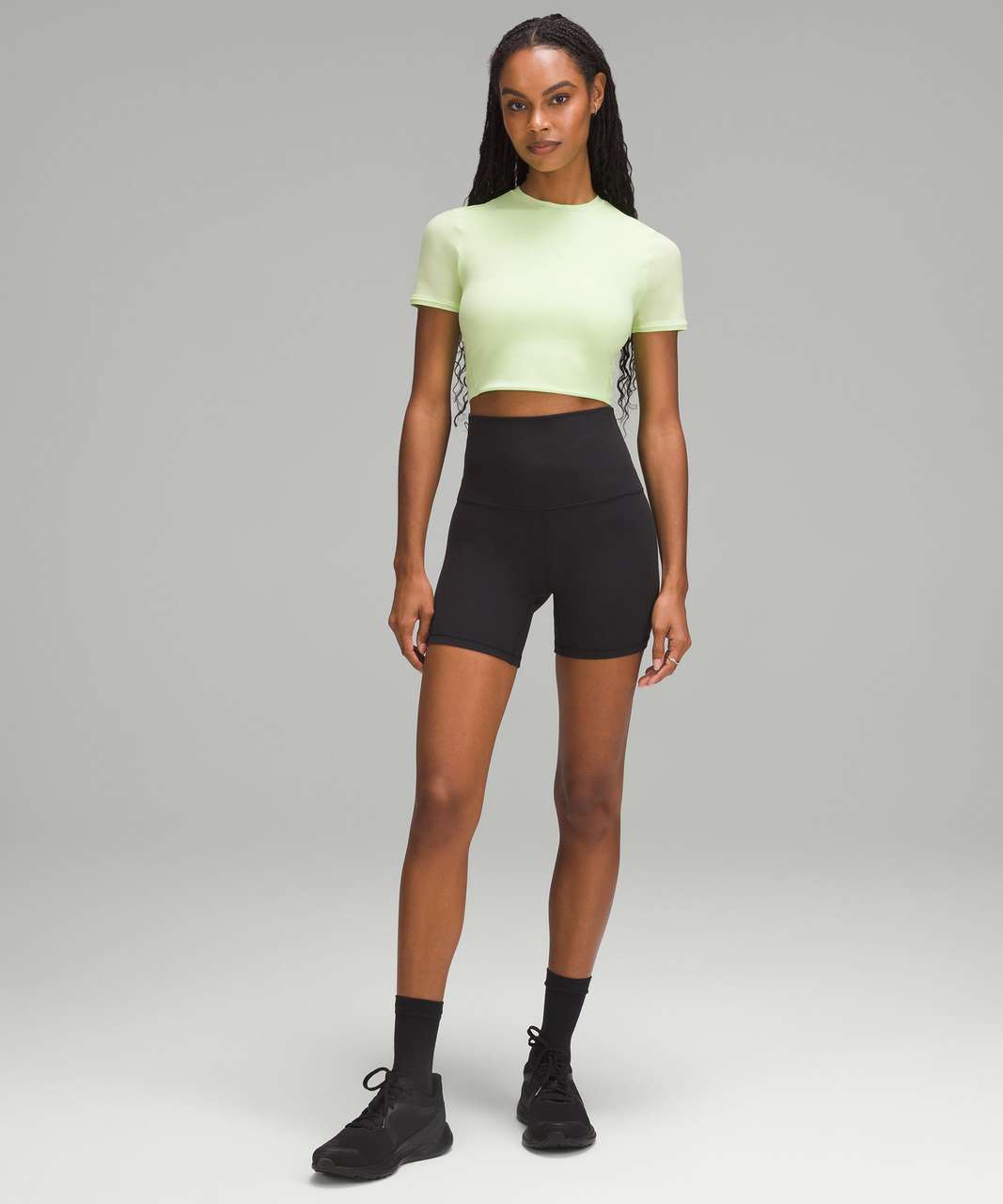 Lululemon Wundermost Ultra-Soft Nulu Crewneck Cropped T-Shirt - Spark Green