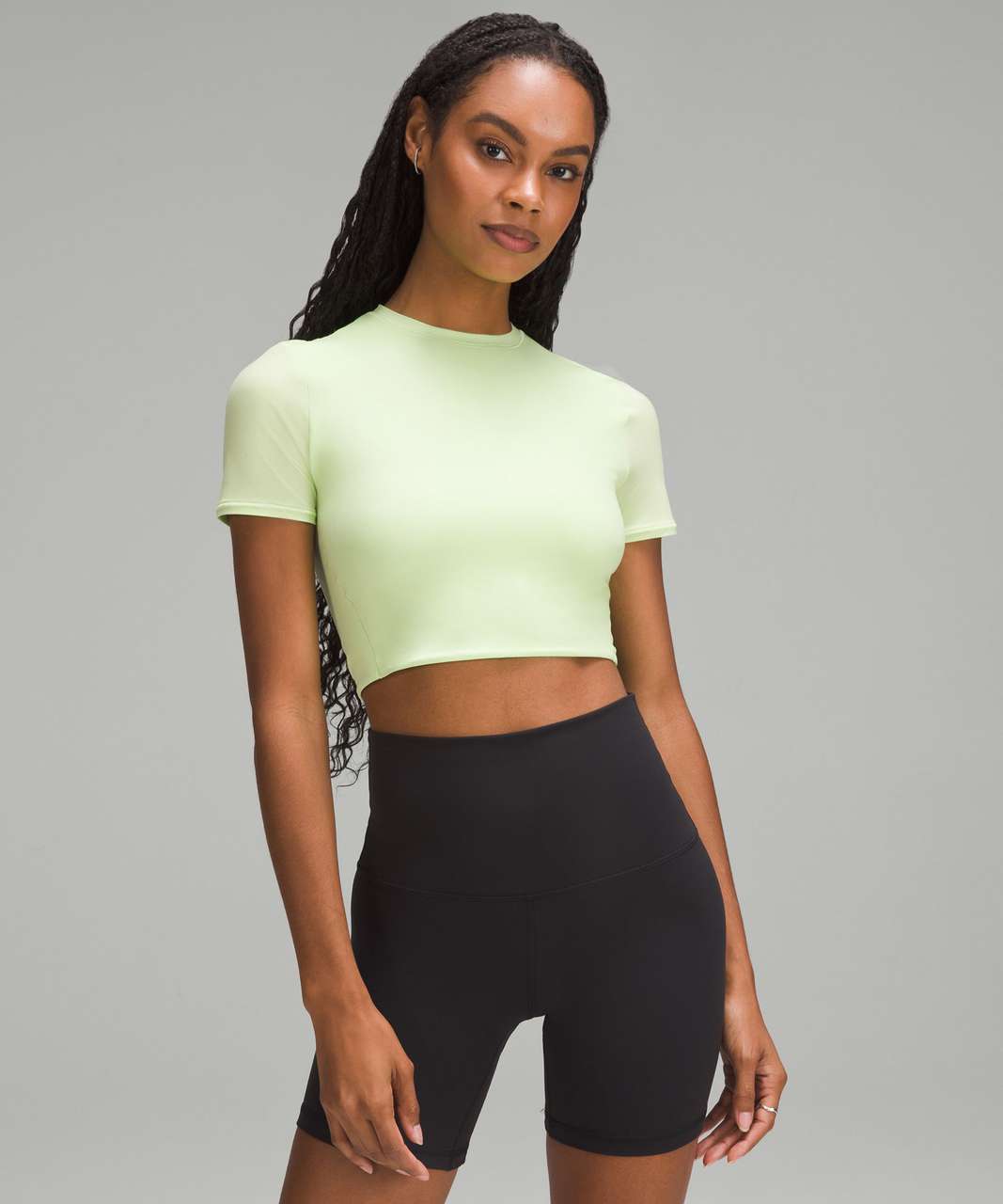 Lululemon Wundermost Ultra-Soft Nulu Crewneck Cropped T-Shirt - Spark Green