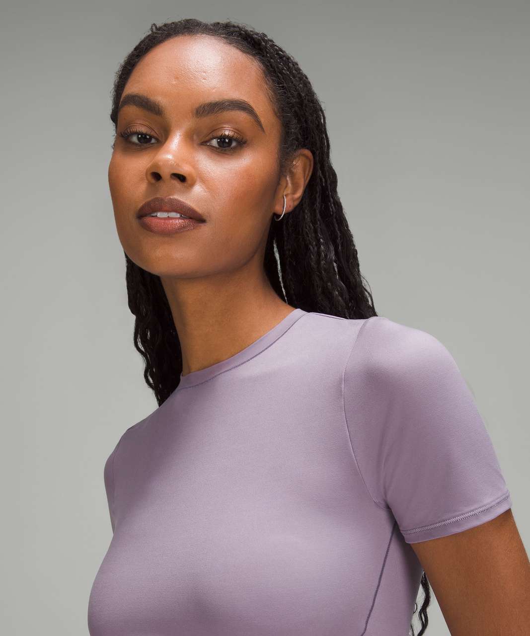 Lululemon Wundermost Ultra-Soft Nulu Crewneck Cropped T-Shirt - Purple Ash