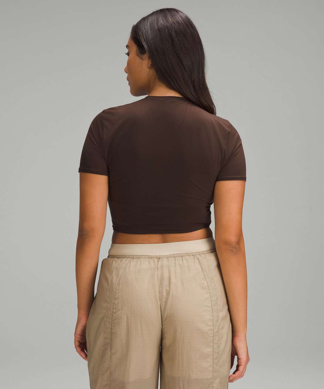 Lululemon Wundermost Ultra-Soft Nulu Crewneck Cropped T-Shirt - French Press