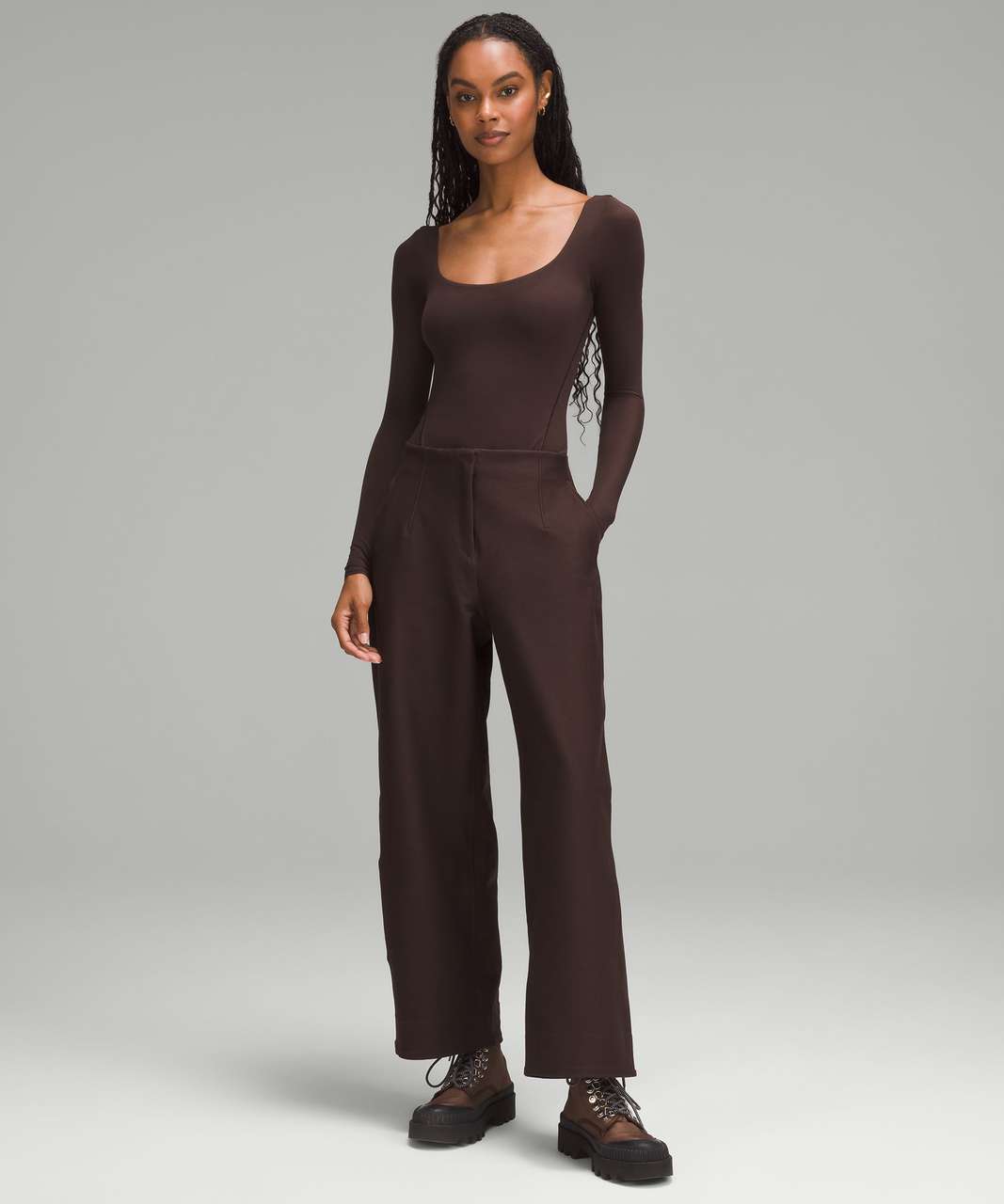 Lululemon Wundermost Ultra-Soft Nulu Square-Neck Long-Sleeve Bodysuit -  French Press - lulu fanatics