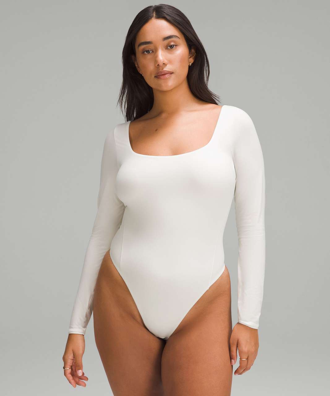 Lululemon Wundermost Ultra-Soft Nulu Square-Neck Long-Sleeve Bodysuit -  Bone - lulu fanatics