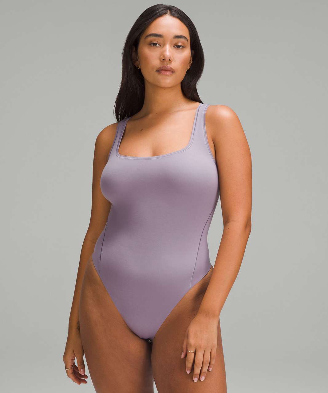 Lululemon Wundermost Ultra-Soft Nulu Square-Neck Sleeveless Bodysuit -  Purple Ash - lulu fanatics