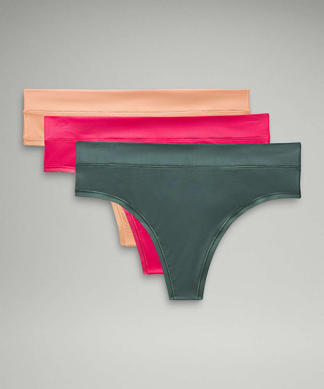 Lululemon UnderEase High-Rise Thong Underwear *3 Pack - Rock Melon / Lip Gloss / Medium Forest