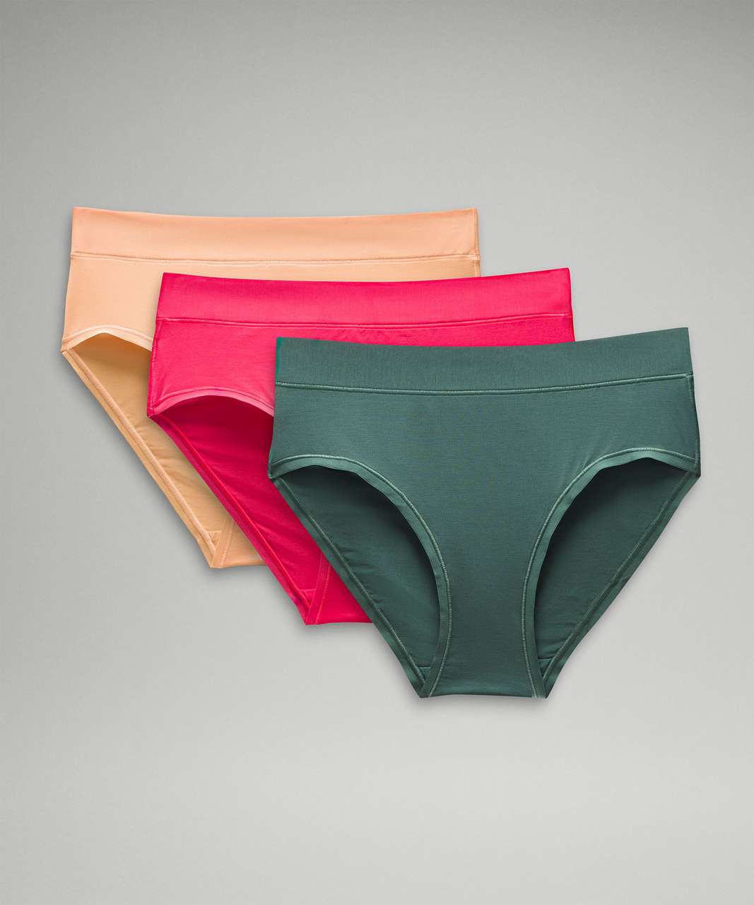 Lululemon UnderEase Mid-Rise Bikini Underwear *3 Pack - Rock Melon / Lip Gloss / Medium Forest