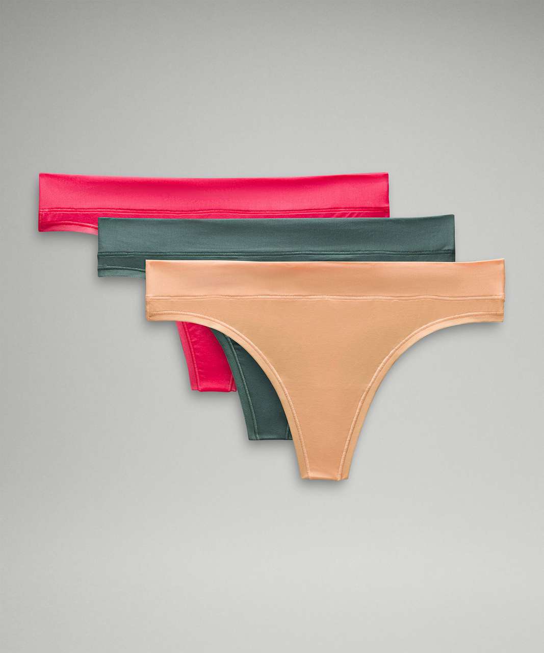 Lululemon UnderEase Mid-Rise Thong Underwear 3 Pack - Double Dimension  Starlight Black / Butter Pink / Black - lulu fanatics