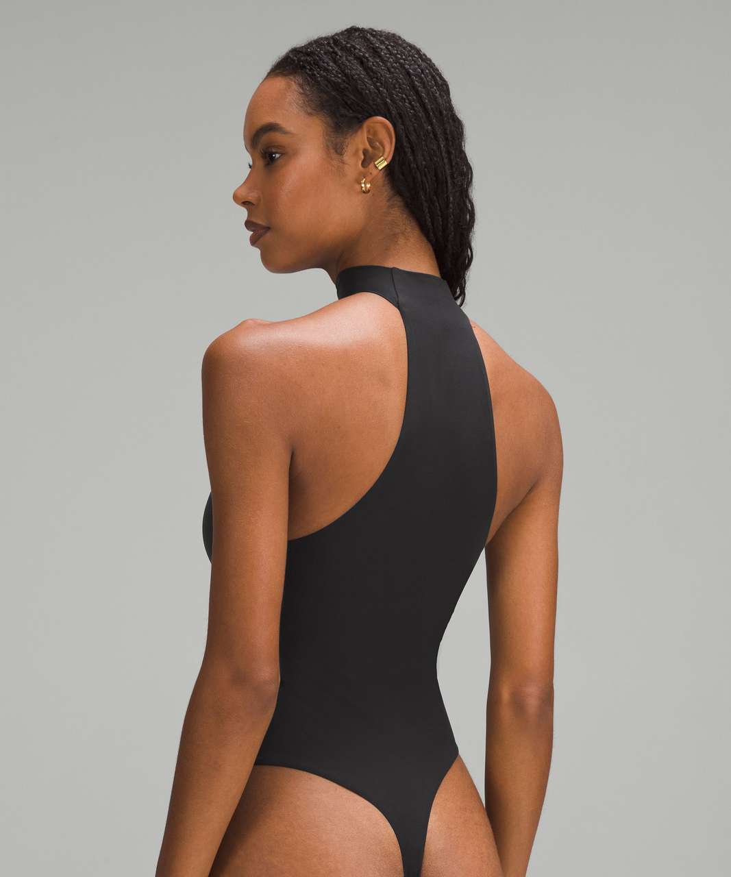 LULUS Bodysuit Staying Basic Black Faux-Wrap Sleeveless Stretch Soft Size  XS NEW