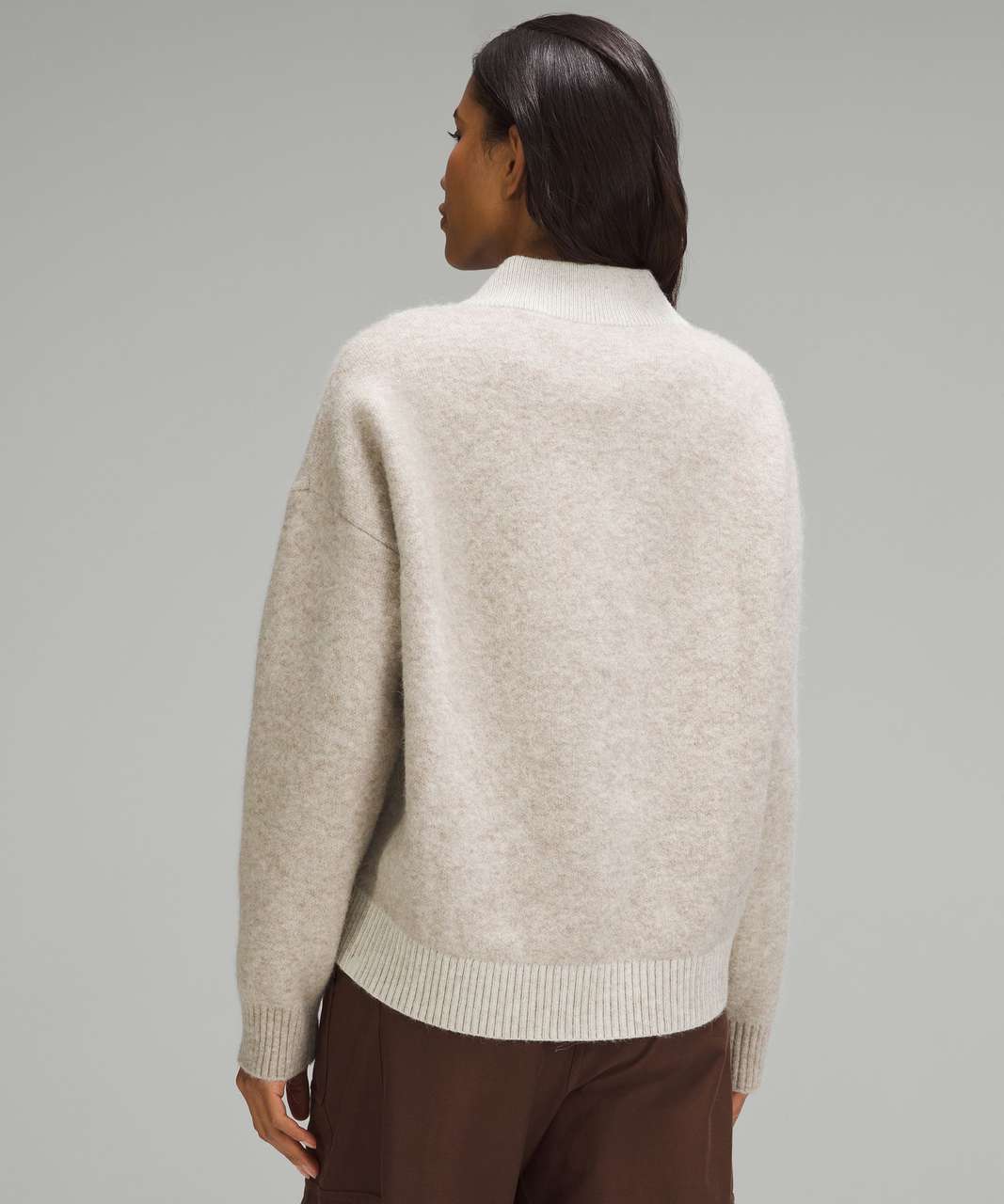 Lululemon Alpaca Wool-Blend V-Neck Sweater - Heathered White Opal
