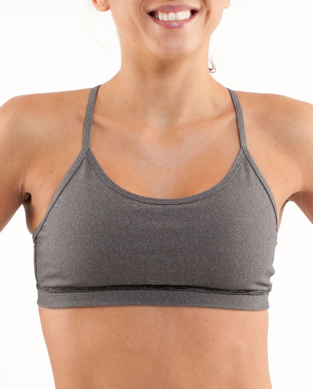 Lululemon Flow Y Bra IV - White Black Microstripe