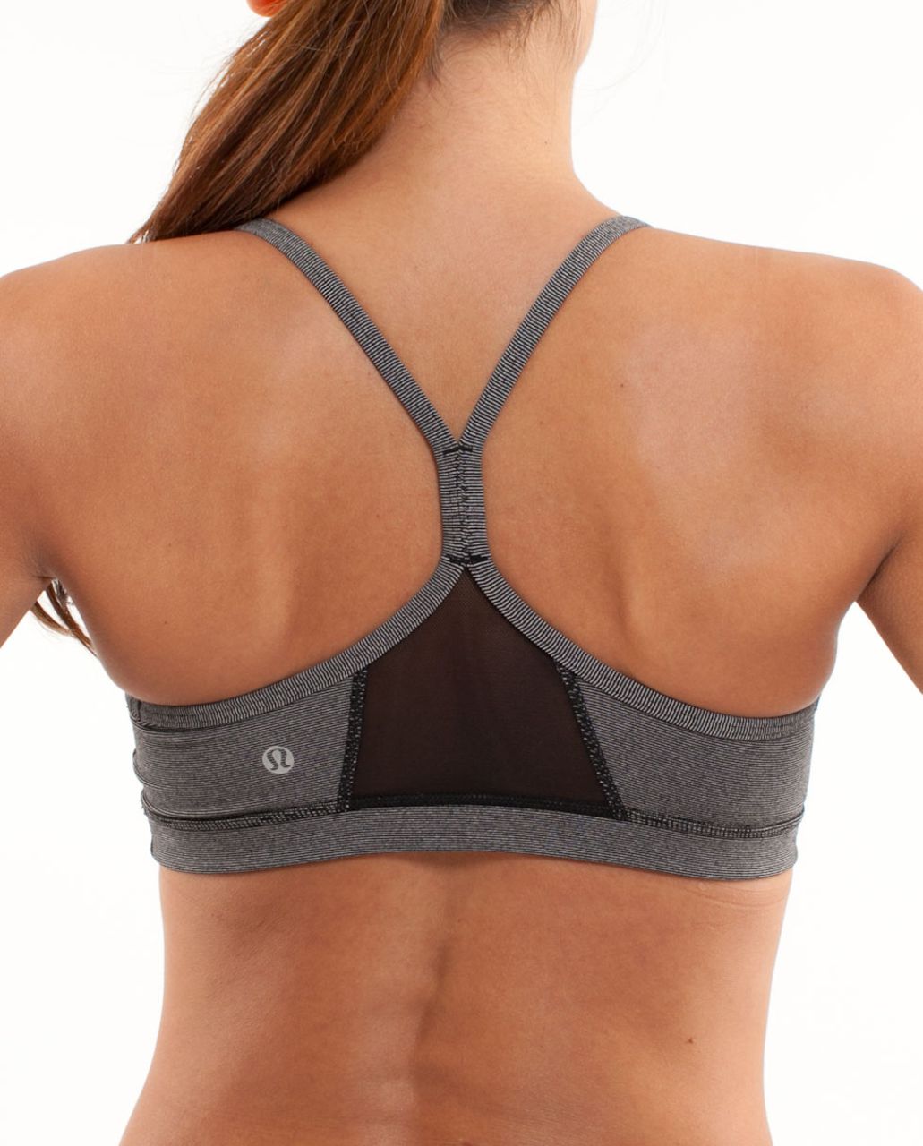 Lululemon Flow Y Bra IV - White Black Microstripe - lulu fanatics