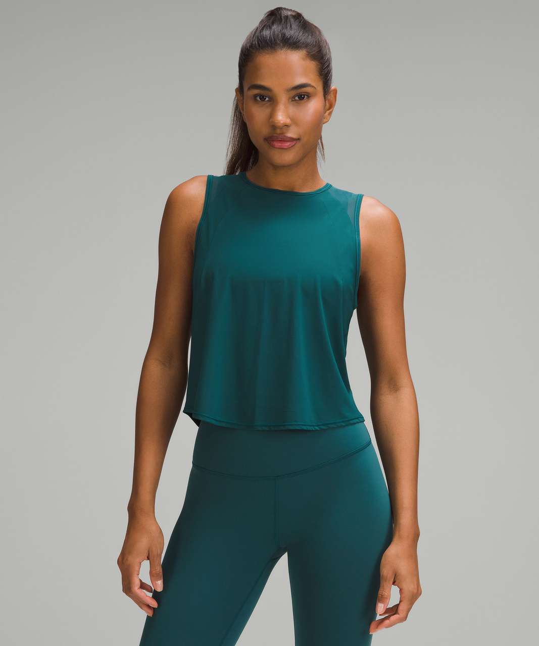 Lululemon Sculpt Cropped Tank Top - Storm Teal - lulu fanatics