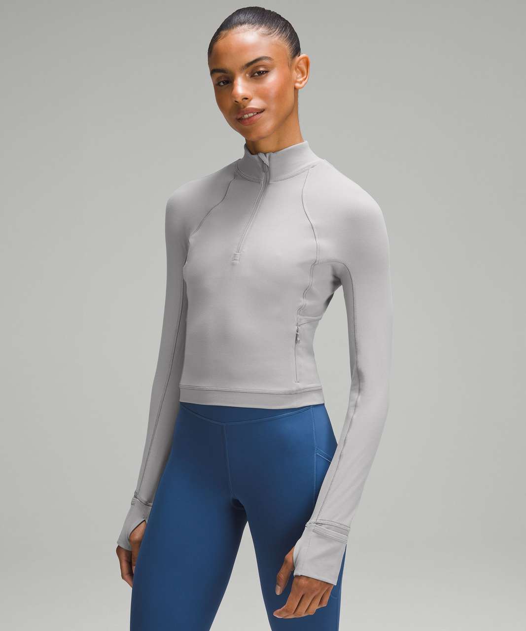 Lululemon Its Rulu Run Cropped Half Zip - Rhino Grey - lulu fanatics