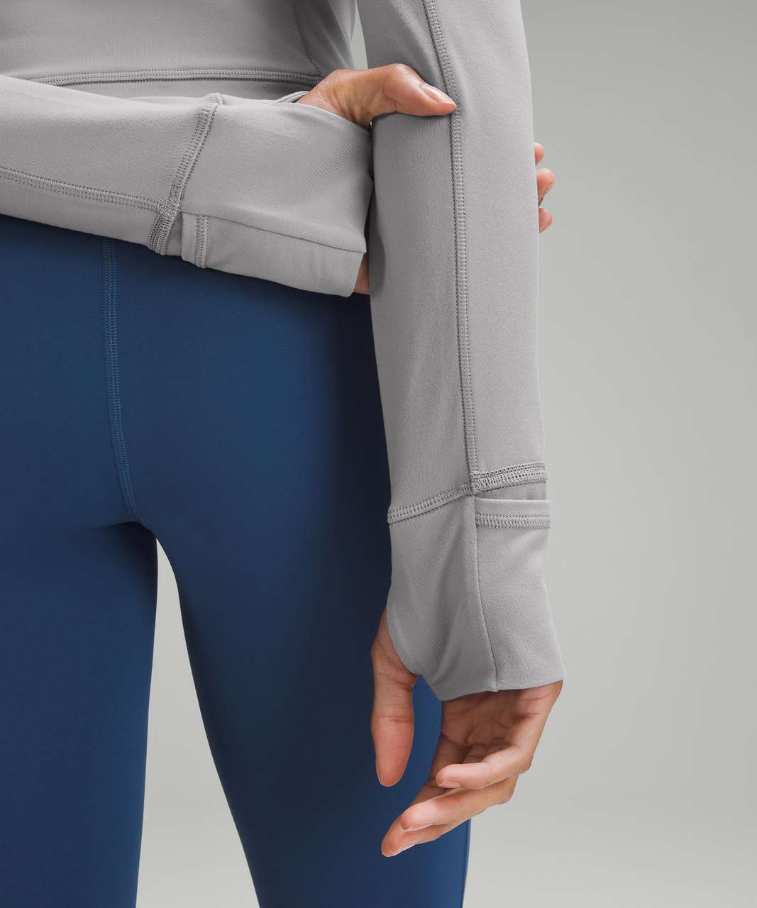 Lululemon Its Rulu Run Cropped Half Zip - Rhino Grey - lulu fanatics