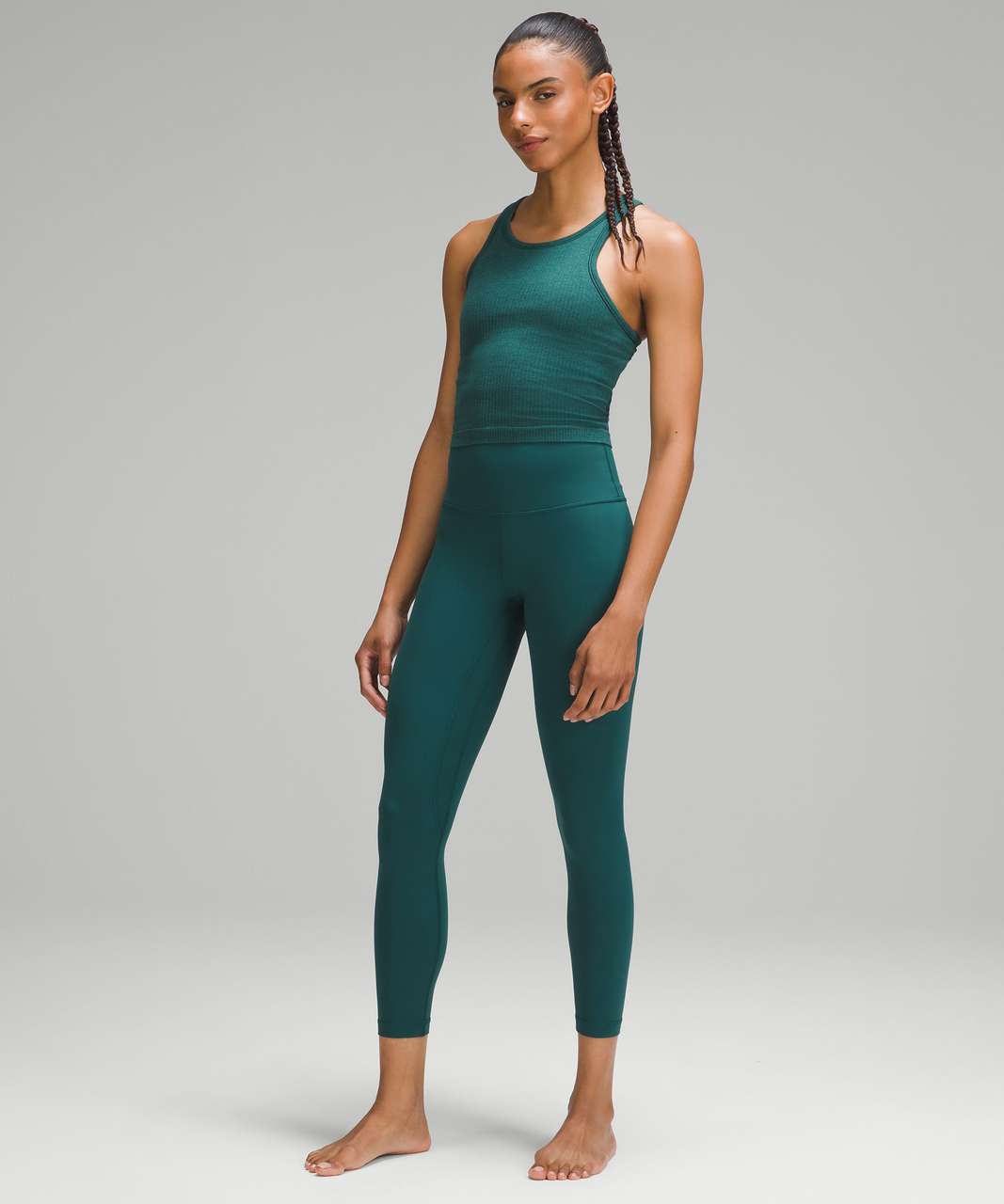 Lululemon Ebb to Street Cropped Racerback Tank Top - Storm Teal