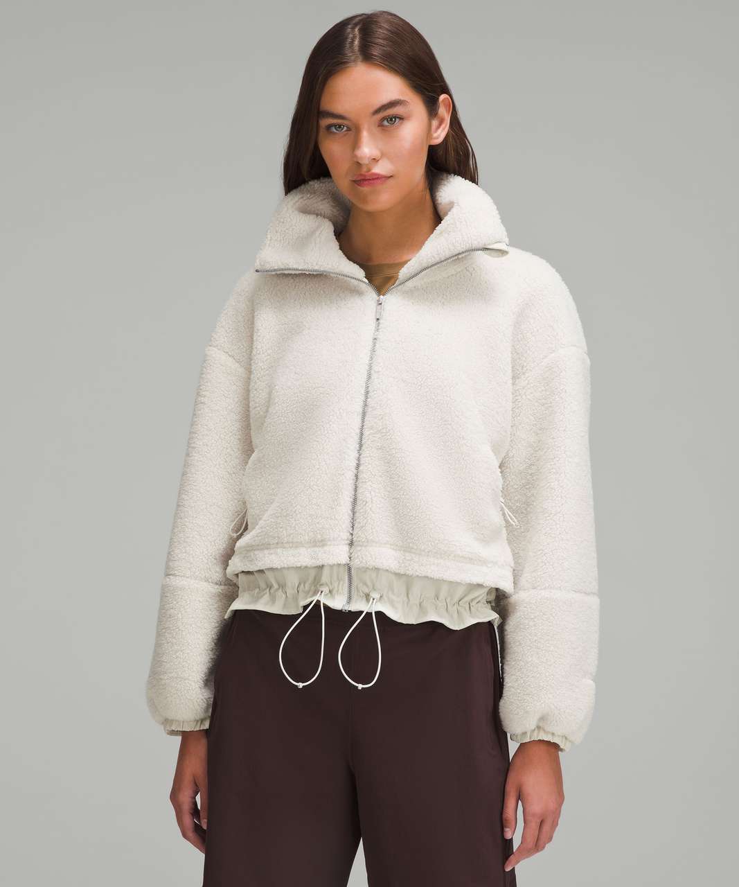 Lululemon Textured Fleece Cinchable Full Zip - Bone - lulu Lululemon Textured Fleece Cinchable Full Zip - Bone - lulu
