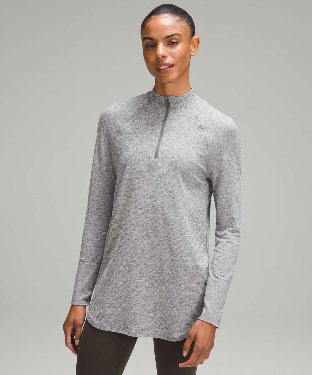 Lululemon Swiftly Relaxed Long-Length Half Zip - Slate / White - lulu  fanatics