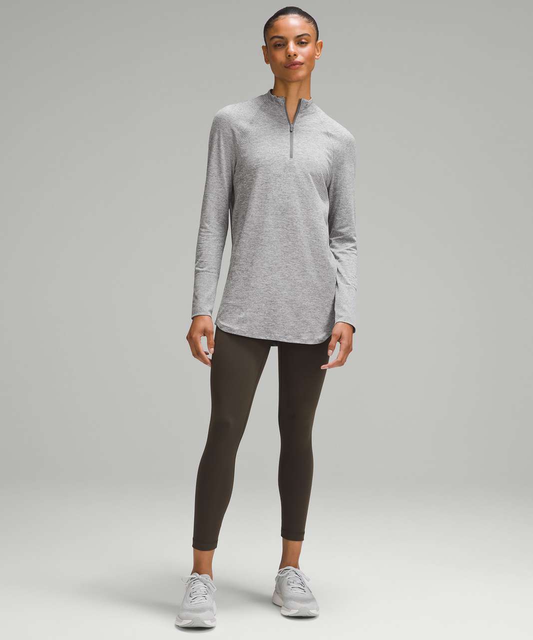 Lululemon Swiftly Relaxed Long-Length Half Zip - Slate / White - lulu  fanatics