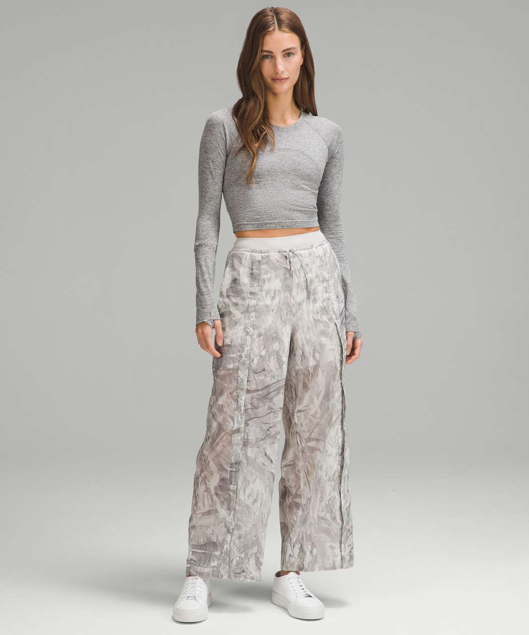 Lululemon Lightweight Woven Snap-Leg Super-High-Rise Pant - Marble Meld Light Multi / Dove Grey