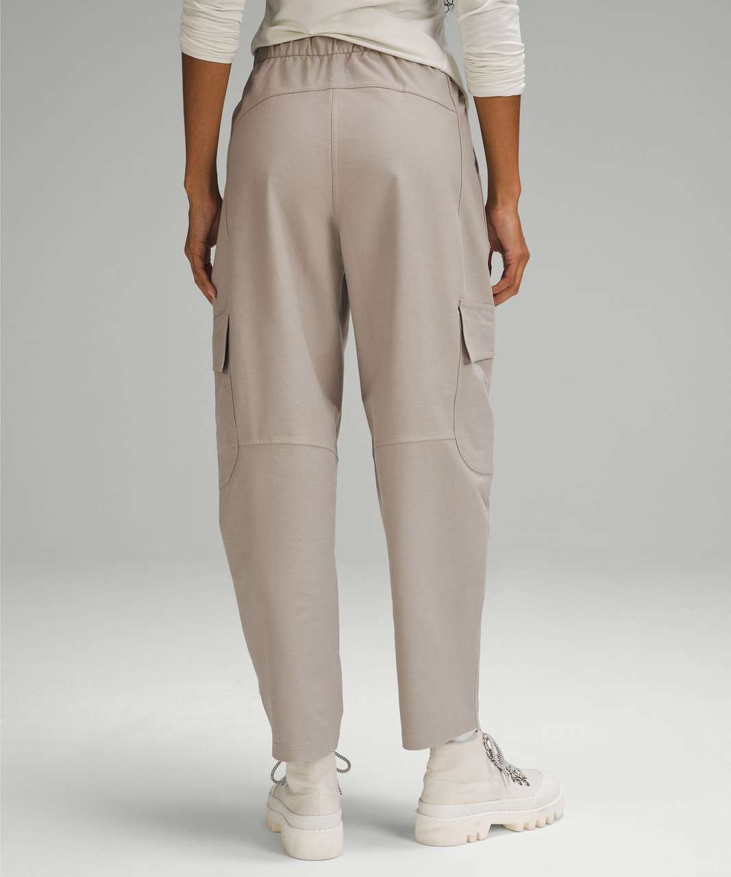 High waisted Cargo Pants With Belt, Light Grey