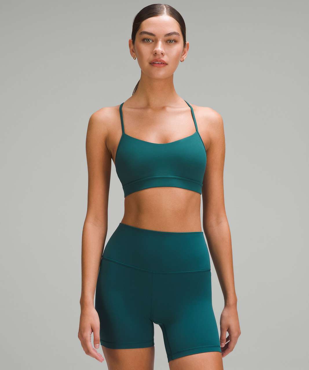 LULULEMON FLOW Y BRA STRIPE TEAL/BLACK 4/XS