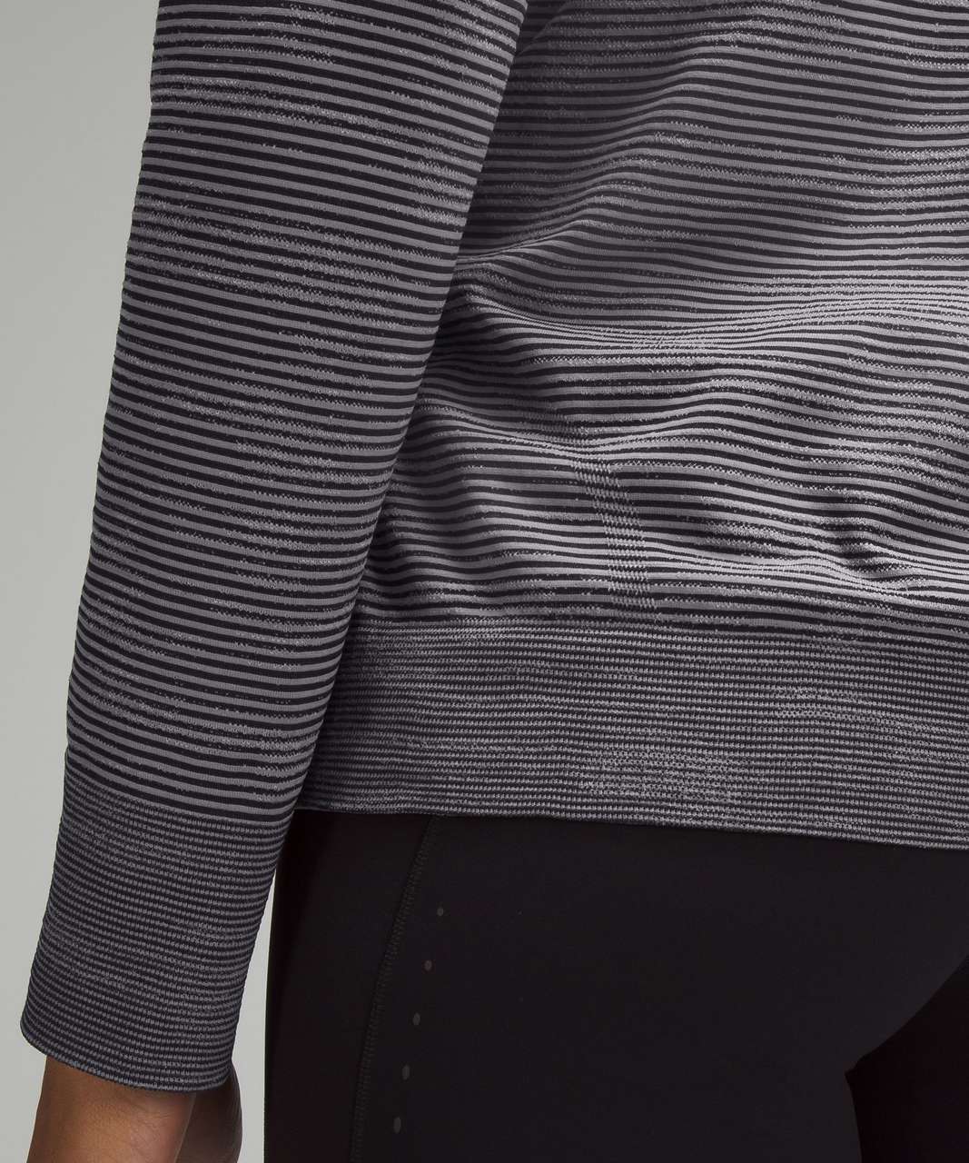 Lululemon Swiftly Relaxed Long-Sleeve Shirt - Chroma Check Stripe Rhino Grey / Rhino Grey Multi / Black