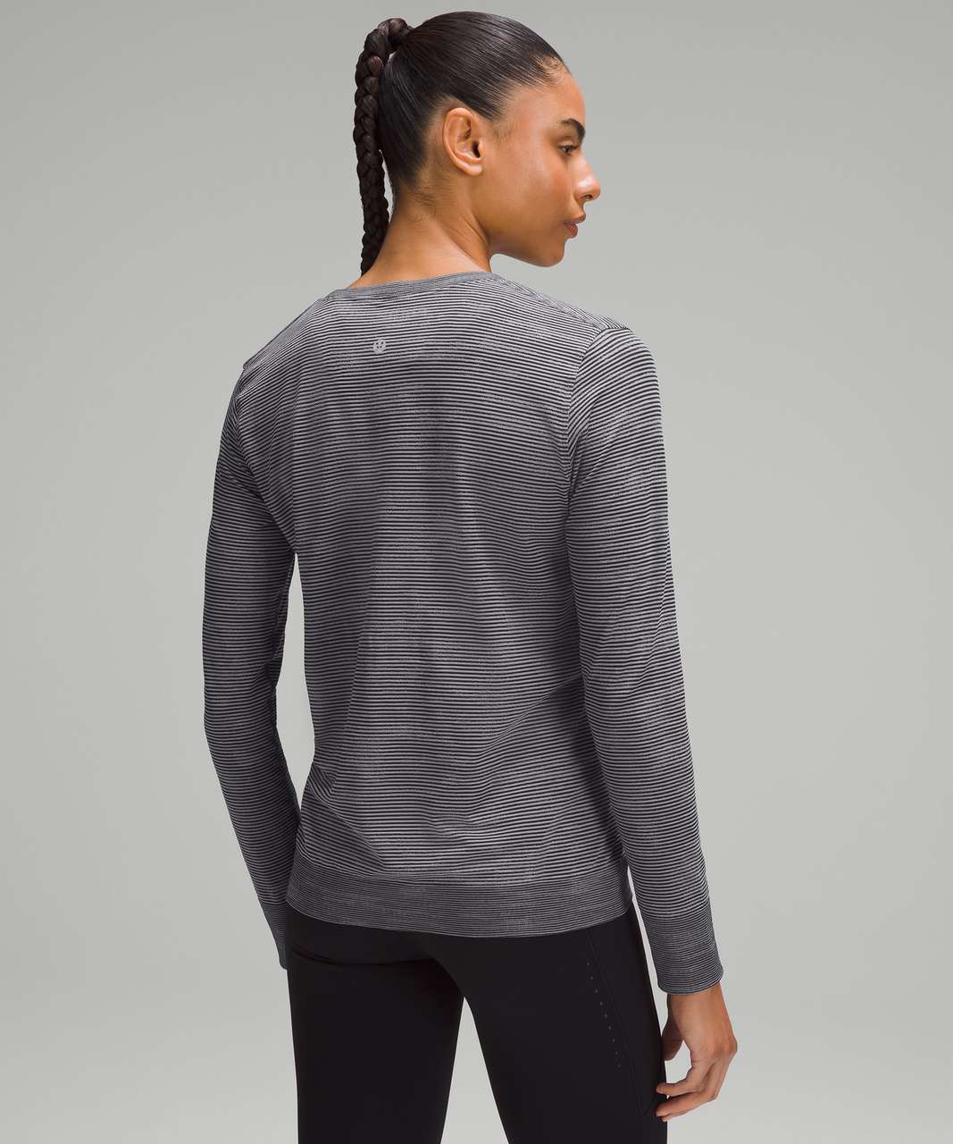 Lululemon Swiftly Relaxed Long-Sleeve Shirt - Chroma Check Stripe Rhino Grey / Rhino Grey Multi / Black