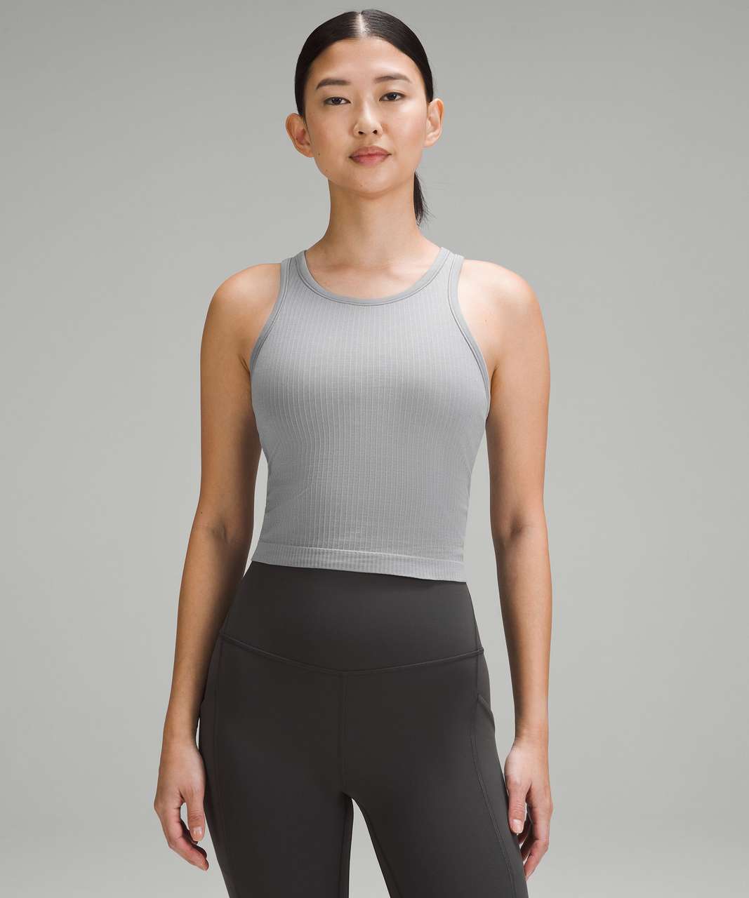 Lululemon Ebb to Street Cropped Racerback Tank Top - Rhino Grey - lulu  fanatics