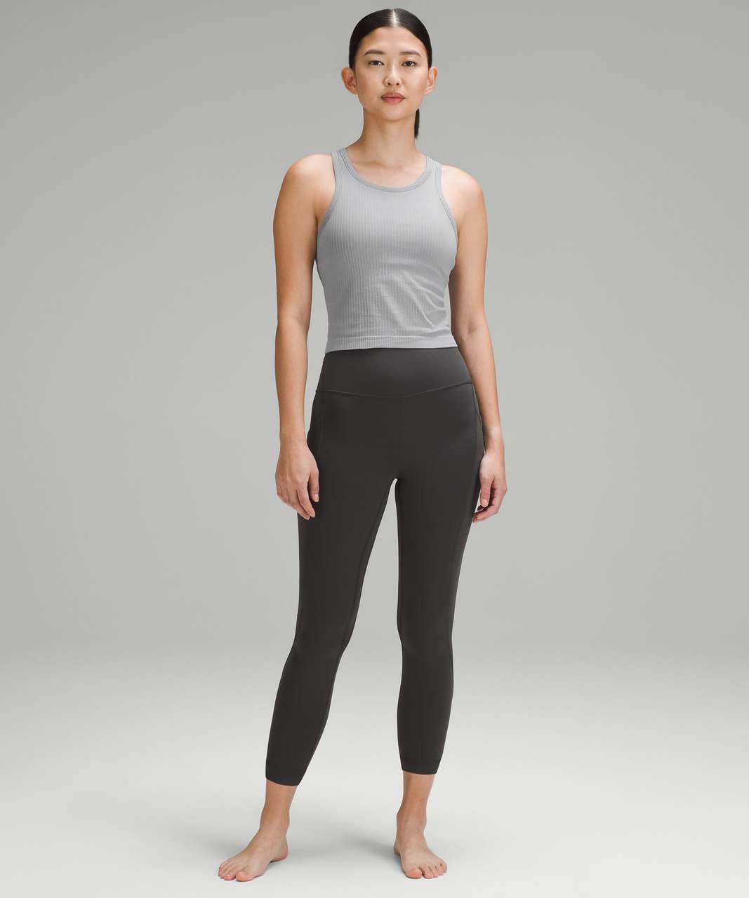 Lululemon Ebb to Street Cropped Racerback Tank Top - Rhino Grey