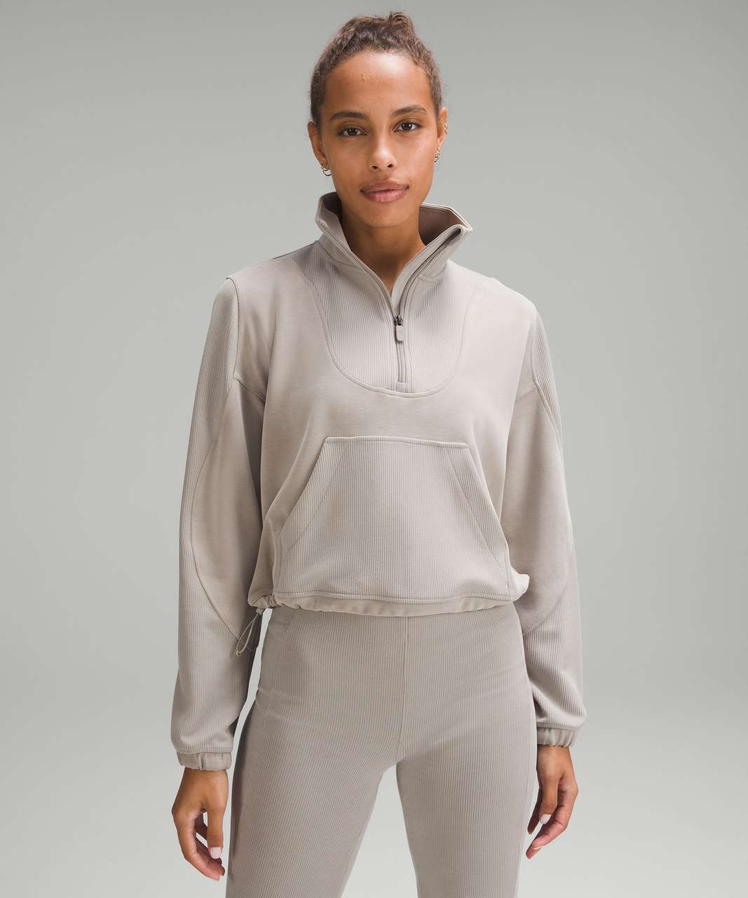 Lululemon Brushed Softstreme Ribbed Half Zip - Bone - lulu fanatics