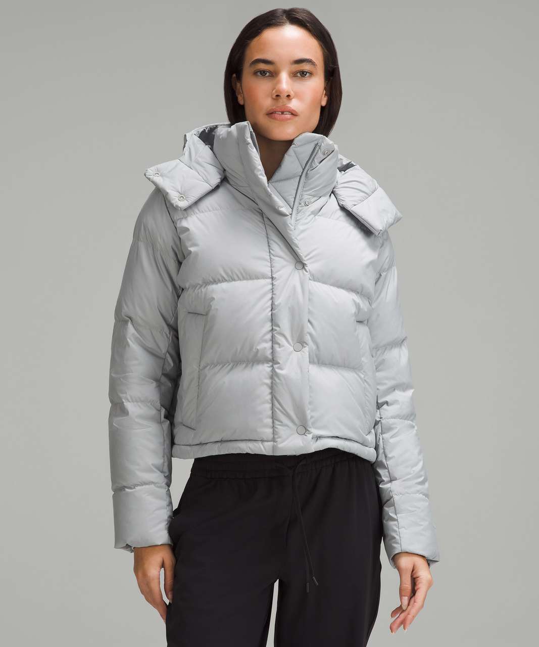 Lululemon Wunder Puff Cropped Jacket - Silver Drop - lulu fanatics