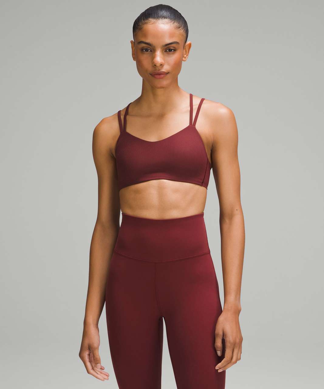 Lululemon Womens 10 Freely Flexed Bra Merlot Maroon Strappy Low