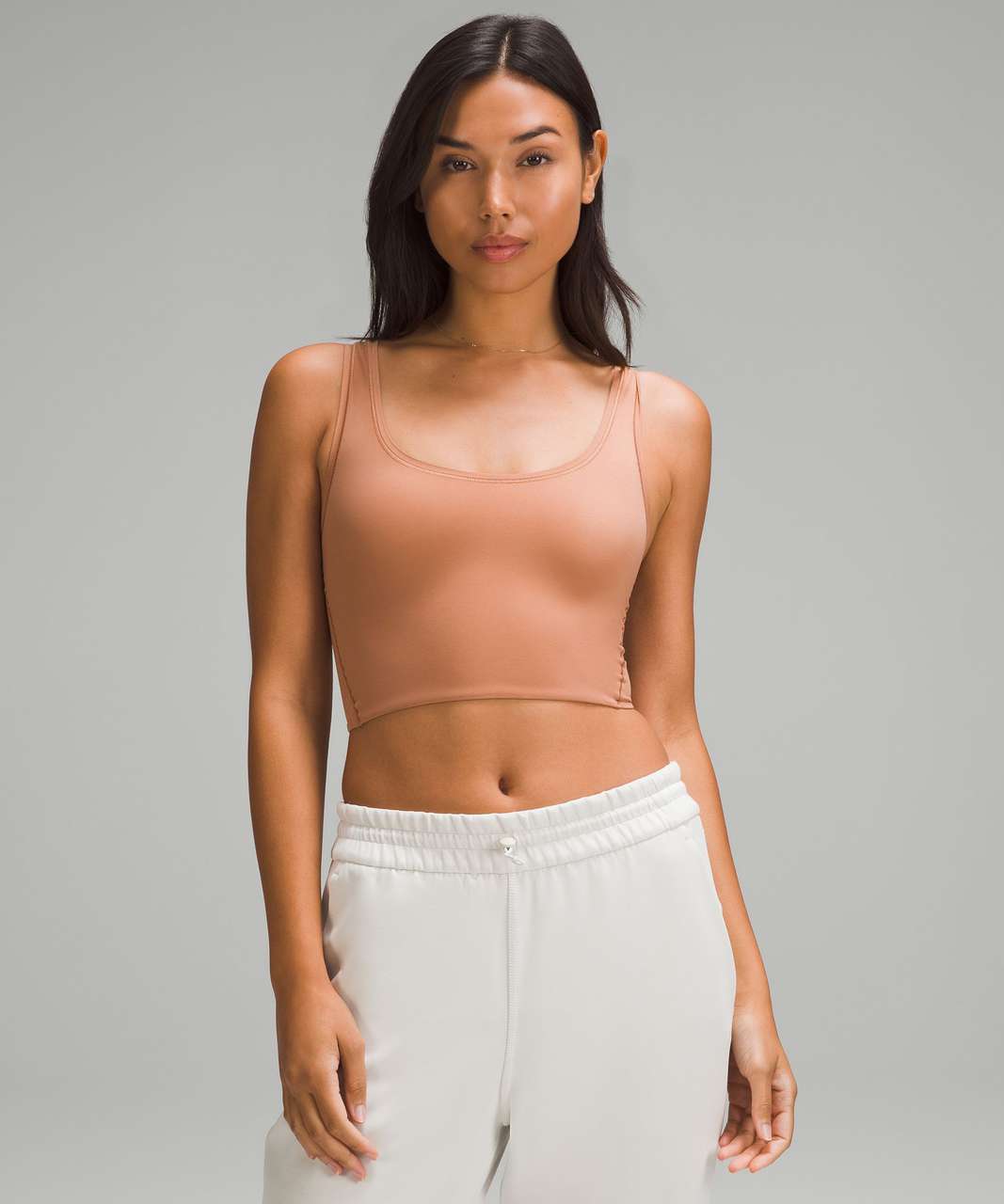 Lululemon Wundermost Ultra-Soft Nulu Scoop-Neck Cropped Tank - Dusty Clay -  lulu fanatics