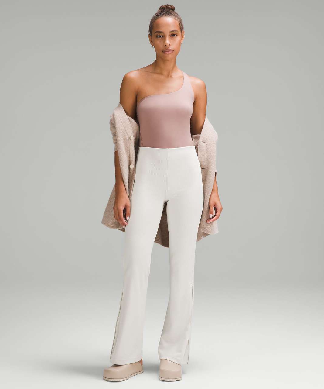 Lululemon Wundermost Ultra-Soft Nulu Asymmetrical Bodysuit - Twilight Rose