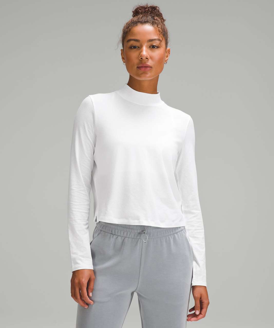 Lululemon Classic-Fit Cotton-Blend Mockneck Long-Sleeve Shirt - White