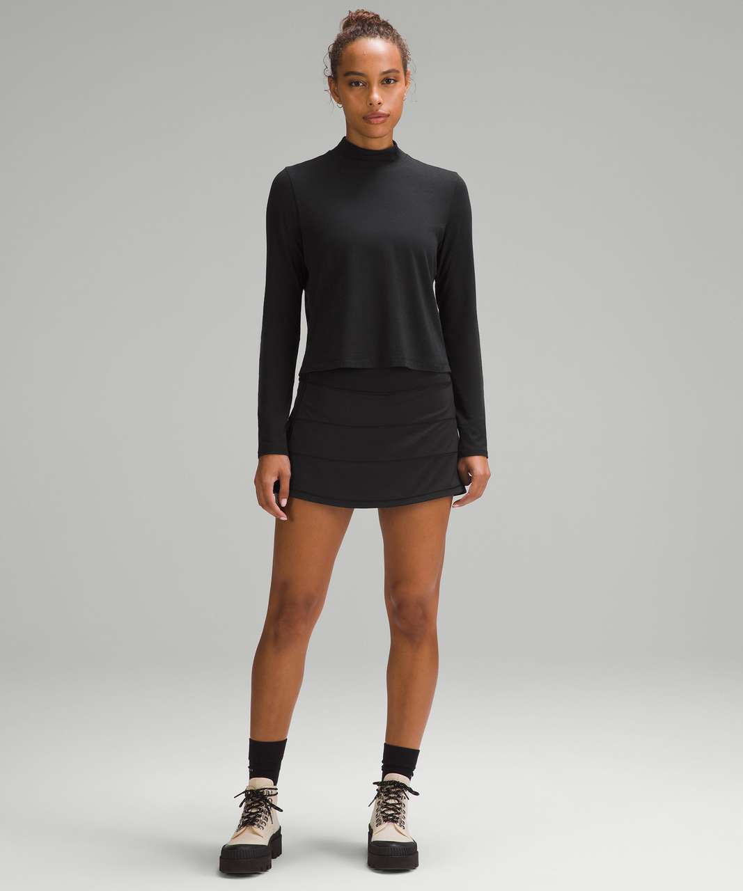 Lululemon Classic-Fit Cotton-Blend Mockneck Long-Sleeve Shirt - Black