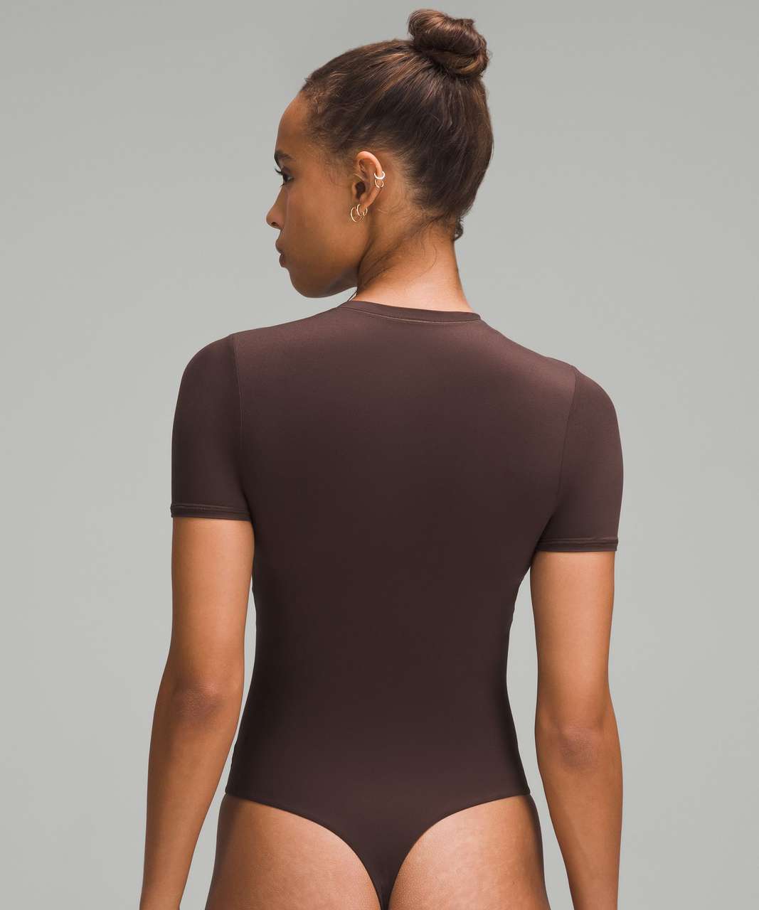 Lululemon Wundermost Ultra-Soft Nulu Short-Sleeve Crew Thong Bodysuit - Espresso