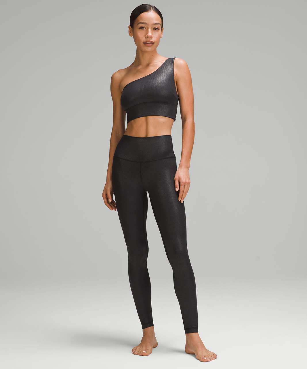 Lululemon Align Asymmetrical Ribbed Bra *Light Support C/D Cup Shine - Black