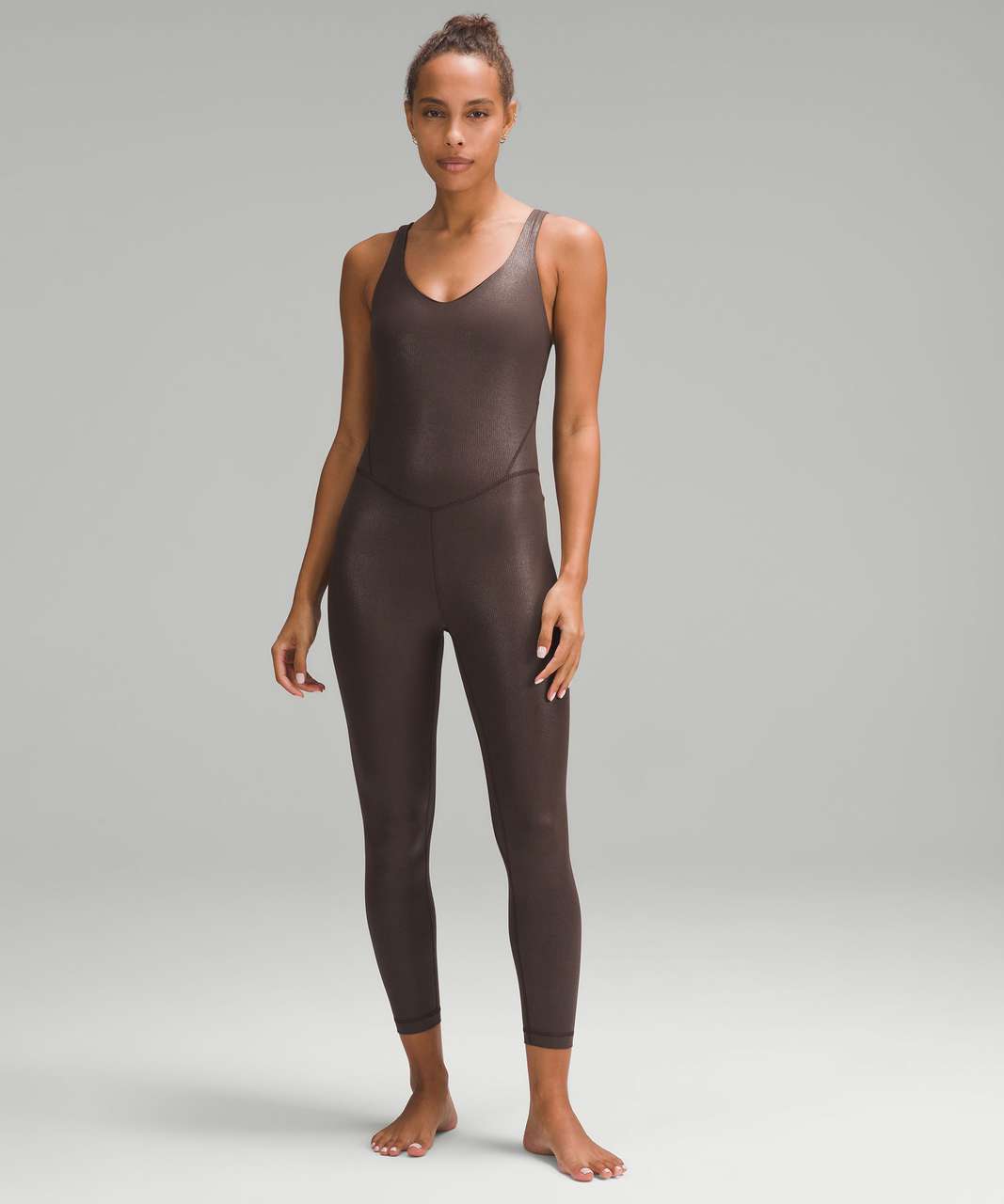 Lululemon Align Ribbed Bodysuit 25" *Shine - Espresso Radiate Transparent Foil